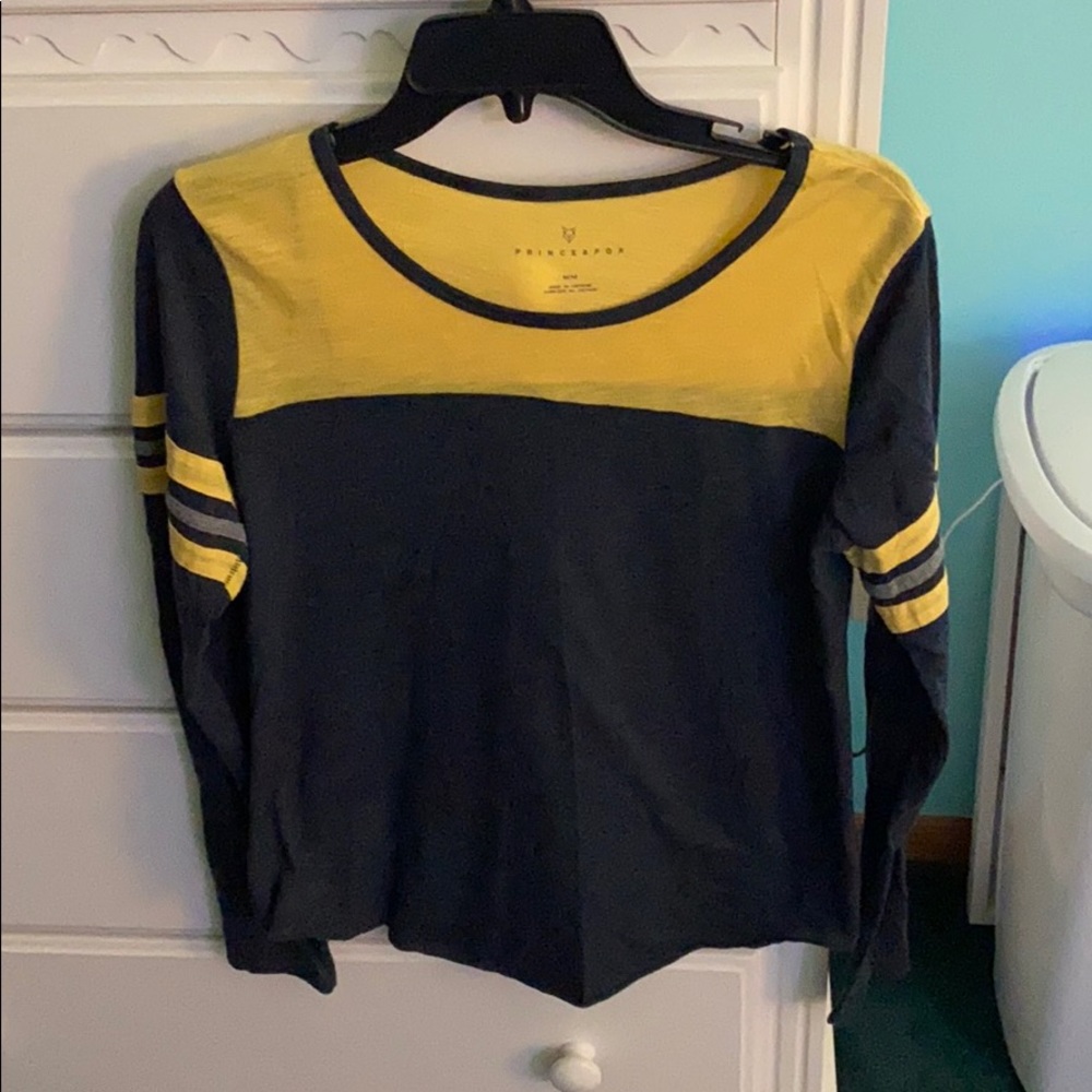 Prince & Fox yellow, grey, and navy long sleeve